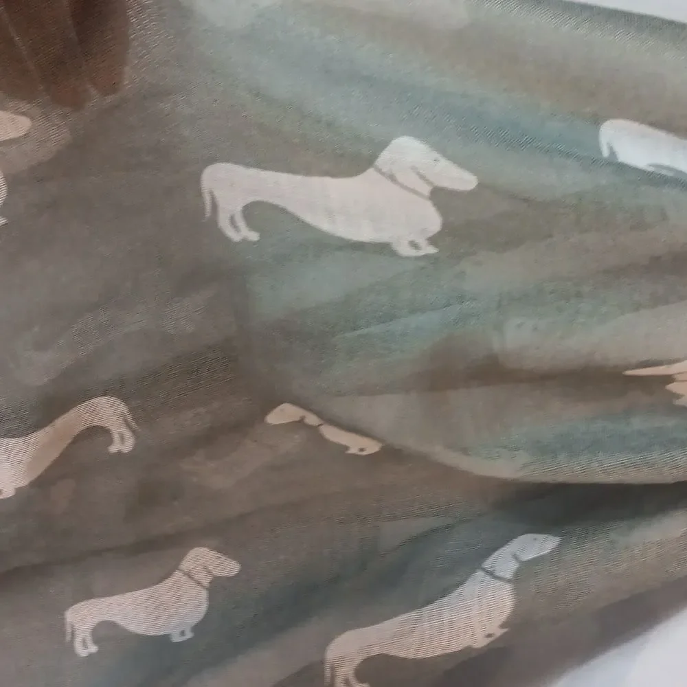 Gray Sheer Dachshund  Print Scarf